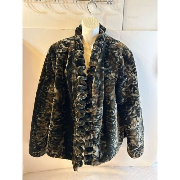 Cato plus 18-20w faux fur coat Mob wife style plush open jacket animal print rn# - Picture 4 of 9